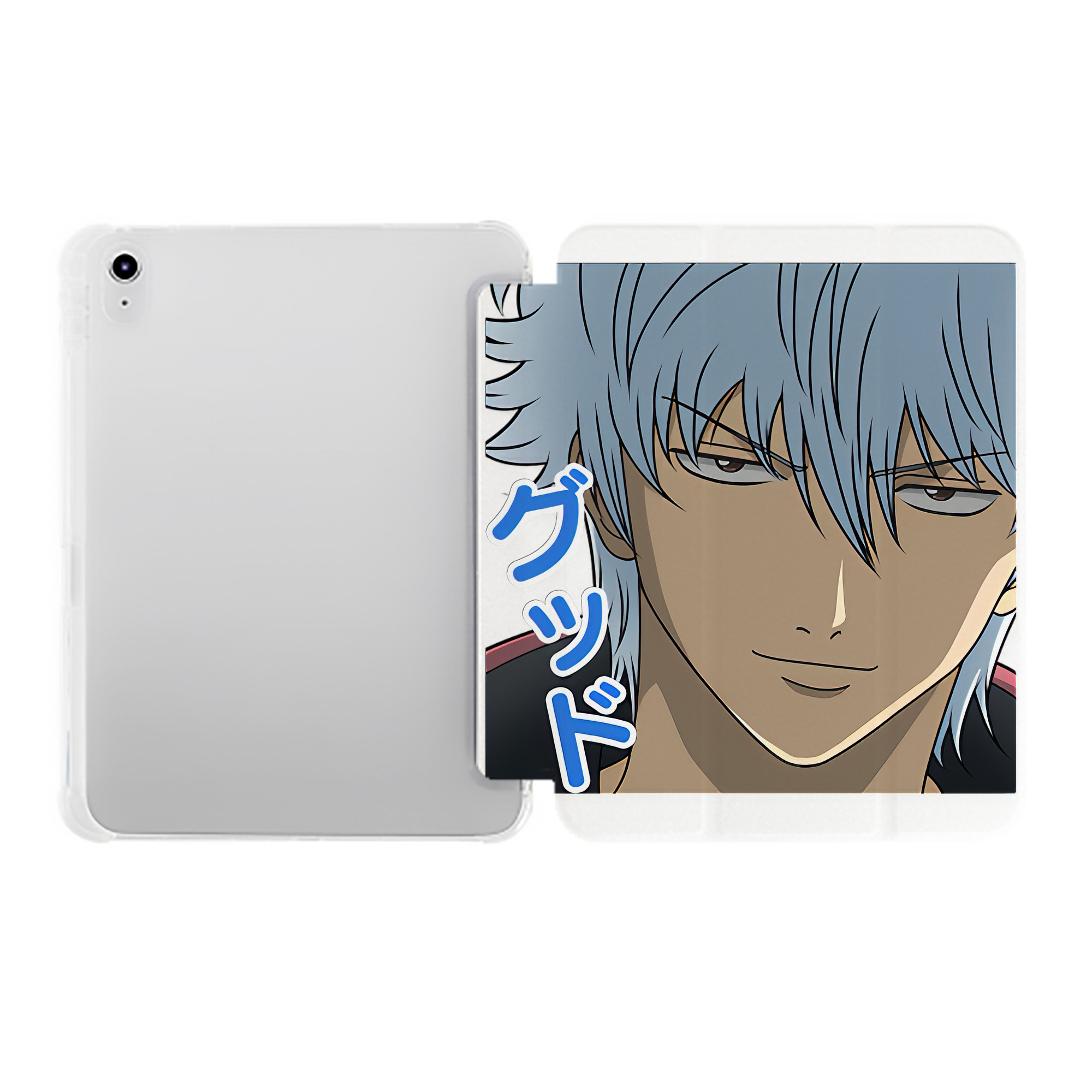 （画像用） ぎんたま 坂田銀時（さかたぎんとき） 神楽 志村新八（しむら しんぱち） GINTAMA Sakata Gintoki Kagura Shimura Shinpachi IPad ケース ペン収納付き 三つ折りスタンド PUレザー×シリコン 対応機種9.5/10.5/10.9インチ